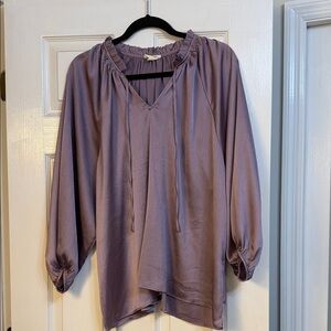 eesome Mauve Tie-Neck Peasant Tunic